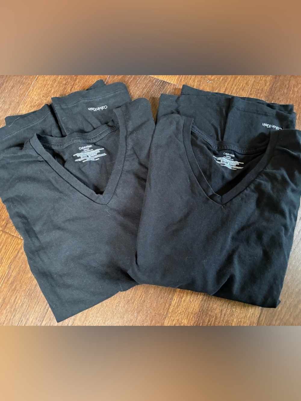 (2) Calvin Klein Men's Black V-Neck T-Shirts Size Small